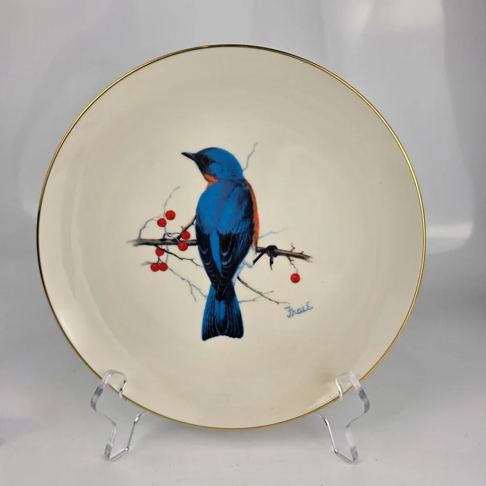 National Wildlife Federation Bluebird Nuthatch Plates 1986 Tracé Belcrest Pair‎